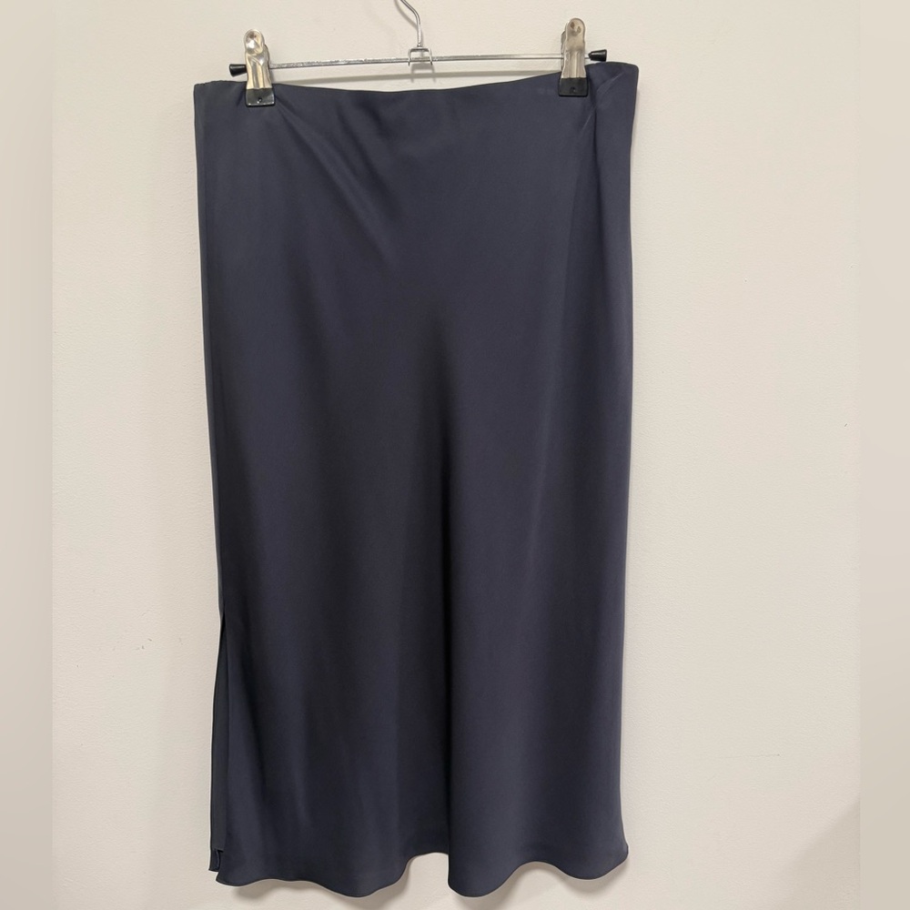 Theory Side Slit Slip Midi Skirt in Silk